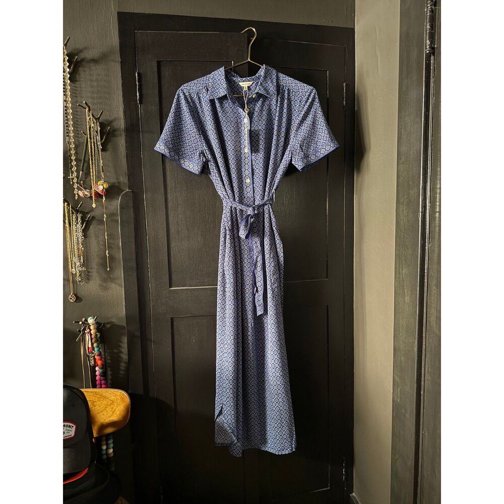 NWT Max Studio Blue & Cream Tunic Midi Dress Size L